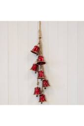 KDMD Metal Glossy Red 7 Bell Hanging Garland - thumbnail 2