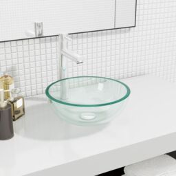 Berkfield Home Basin Tempered Glass 30x12 cm Transparent in Black