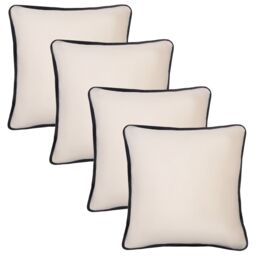 OHS 4 x Piped Edge Matte Velvet Cushion Covers Home Decor Set in Cream - Size: 45 cm x 45 cm - thumbnail 3