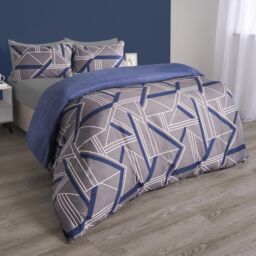 OHS Geo Duvet Cover Set Quilt Pillowcase Bedding Abstract Reversible in Charcoal - Size: Double - thumbnail 2
