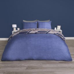 OHS Geo Duvet Cover Set Quilt Pillowcase Bedding Abstract Reversible in Charcoal - Size: Double - thumbnail 6