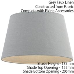 "Loops 8"" Inch Round Tapered Drum Lamp Shade Grey Linen Fabric Cover Simple Elegant" - thumbnail 2