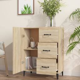Berkfield Home Sideboard Sonoma Oak 69.5x34x90 cm Engineered Wood in Light Brown - thumbnail 3