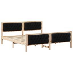 Berkfield Home Bed Frame with Headboard Black 180 x 200 cm Solid Pine Wood in Natural - thumbnail 2