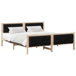 Berkfield Home Bed Frame with Headboard Black 180 x 200 cm Solid Pine Wood in Natural - thumbnail 3