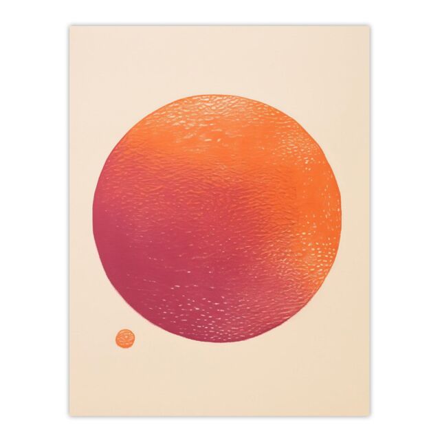 "Wee Blue Coo Wall Art Print Orange Sun Abstract Minimalism Amber Purple Oil Painting Poster - Size: W24"" x H32""" - image 1