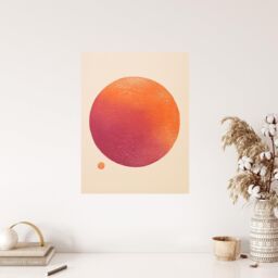 "Wee Blue Coo Wall Art Print Orange Sun Abstract Minimalism Amber Purple Oil Painting Poster - Size: W24"" x H32""" - thumbnail 4