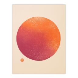 "Wee Blue Coo Wall Art Print Orange Sun Abstract Minimalism Amber Purple Oil Painting Poster - Size: W24"" x H32""" - thumbnail 1