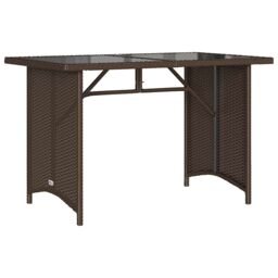 Berkfield Home Garden Table with Glass Top Brown 110x68x70 cm Poly Rattan - Size: 110 x 68 x 70 cm - thumbnail 2