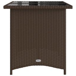 Berkfield Home Garden Table with Glass Top Brown 110x68x70 cm Poly Rattan - Size: 110 x 68 x 70 cm - thumbnail 5