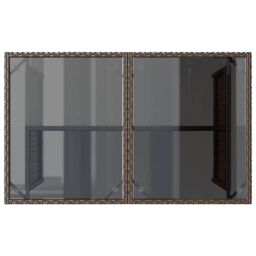 Berkfield Home Garden Table with Glass Top Brown 110x68x70 cm Poly Rattan - Size: 110 x 68 x 70 cm - thumbnail 7