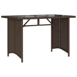 Berkfield Home Garden Table with Glass Top Brown 110x68x70 cm Poly Rattan - Size: 110 x 68 x 70 cm - thumbnail 6