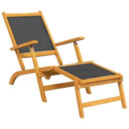 Berkfield Home Outdoor Deck Chairs 2 pcs Solid Wood Acacia & Textilene in Brown - thumbnail 1
