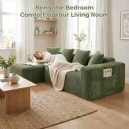 Dprodo 261CM Modular Left L-Shaped Sectional Sofa, 4 Seater Corner Sofa in Green - thumbnail 6
