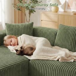 Dprodo 261CM Modular Left L-Shaped Sectional Sofa, 4 Seater Corner Sofa in Green - thumbnail 8