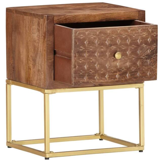 Berkfield Home Bedside Cabinet 40x30x50 cm Solid Mango Wood in Brown - Size: 40 x 30 x 50 cm - image 1