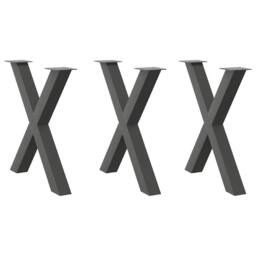 Berkfield Home Dining Table Legs X-Shaped 3 pcs Anthracite 80x(72-73) cm Steel in Black - thumbnail 2