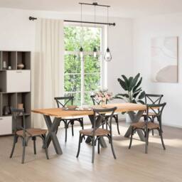 Berkfield Home Dining Table Legs X-Shaped 3 pcs Anthracite 80x(72-73) cm Steel in Black - thumbnail 1