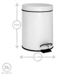 Harbour Housewares 3L Round Bathroom Pedal Bin - Stainless Steel Slim Rubbish Dustbin in Black - thumbnail 3