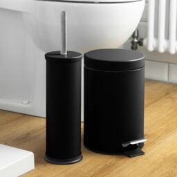 Harbour Housewares 3L Round Bathroom Pedal Bin - Stainless Steel Slim Rubbish Dustbin in Black - thumbnail 6