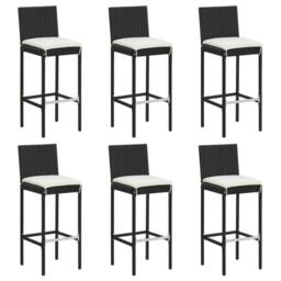 Berkfield Home 7 Piece Garden Bar Set with Cushions Black Poly Rattan - thumbnail 4