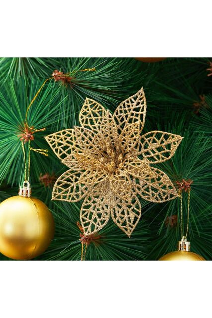 Living and Home 30PCS Gold Flower Shape Christmas Hanging Ornaments Decorating Supplies - image 1