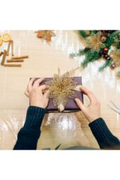 Living and Home 30PCS Gold Flower Shape Christmas Hanging Ornaments Decorating Supplies - thumbnail 3