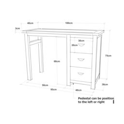 Cabinet Bits Lugo 3 Drawer Dressing Table Set Brass Cup Handle in Light Brown - thumbnail 6