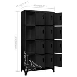 Berkfield Home Locker Cabinet Black 90x45x180 cm Steel - Size: 90 x 45 x 180 cm - thumbnail 8