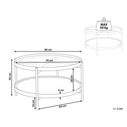 Wyld and Coco Viennese Braid Coffee Table 80 cm Round Black Metal Tempered Glass - thumbnail 4