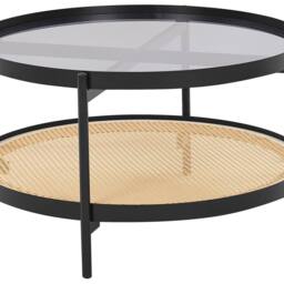 Wyld and Coco Viennese Braid Coffee Table 80 cm Round Black Metal Tempered Glass - thumbnail 2