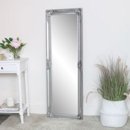 Melody Maison Tall Silver Ornate Bevelled Mirror 47cm X 142cm - Size: 47 cm X 142 cm - thumbnail 3