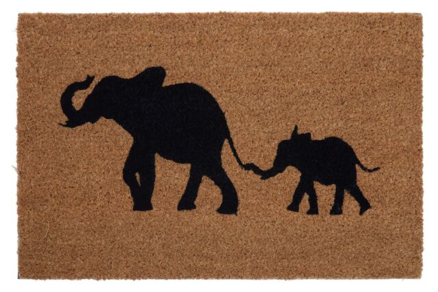 Orsina Elephant & Baby Elephant Doormat in Natural - Size: 100 cm diameter - image 1