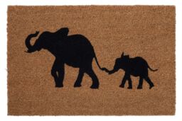 Orsina Elephant & Baby Elephant Doormat in Natural - Size: 100 cm diameter - thumbnail 1