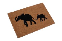 Orsina Elephant & Baby Elephant Doormat in Natural - Size: 100 cm diameter - thumbnail 2