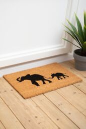 Orsina Elephant & Baby Elephant Doormat in Natural - Size: 100 cm diameter - thumbnail 3