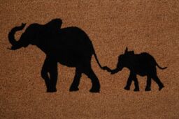 Orsina Elephant & Baby Elephant Doormat in Natural - Size: 100 cm diameter - thumbnail 6