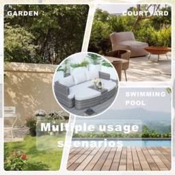 Direct Wicker Outdoor Garden Rattan Sun Lounger with Coffee Table in Grey - Size: 2 Pack - thumbnail 7