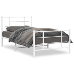 Berkfield Home Metal Bed Frame without Mattress with Footboard White 100x200cm - Size: 100x200 cm - thumbnail 2