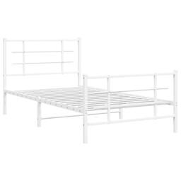 Berkfield Home Metal Bed Frame without Mattress with Footboard White 100x200cm - Size: 100x200 cm - thumbnail 3