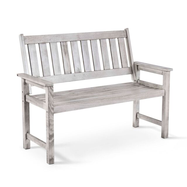 VonHaus Murcia 2 Seater Acacia Wooden Grey Garden Bench in Light Grey - Size: 1 Pack - image 1