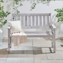 VonHaus Murcia 2 Seater Acacia Wooden Grey Garden Bench in Light Grey - Size: 1 Pack - thumbnail 6