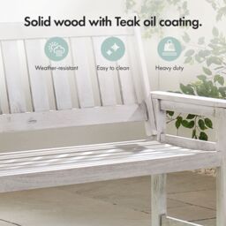 VonHaus Murcia 2 Seater Acacia Wooden Grey Garden Bench in Light Grey - Size: 1 Pack - thumbnail 5