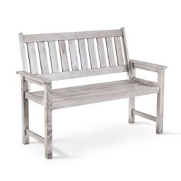 VonHaus Murcia 2 Seater Acacia Wooden Grey Garden Bench in Light Grey - Size: 1 Pack - thumbnail 1