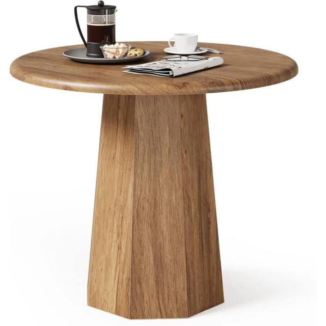 VOGREX 31.5 Round Dining Table for 4 People Small Wooden Kitchen Table in Brown - image 1