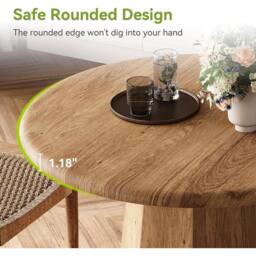 VOGREX 31.5 Round Dining Table for 4 People Small Wooden Kitchen Table in Brown - thumbnail 4