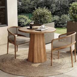 VOGREX 31.5 Round Dining Table for 4 People Small Wooden Kitchen Table in Brown - thumbnail 6