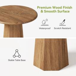 VOGREX 31.5 Round Dining Table for 4 People Small Wooden Kitchen Table in Brown - thumbnail 5