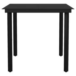Berkfield Home 3 Piece Garden Dining Set Black Poly Rattan Glass - thumbnail 7