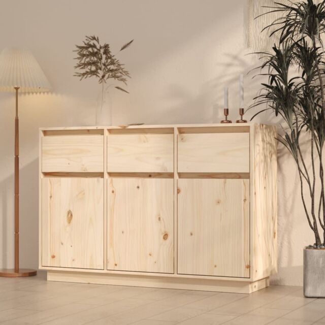 Berkfield Home Sideboard 110x34x75 cm Solid Wood Pine in Brown - Size: 110 x 34 x 75 cm - image 1